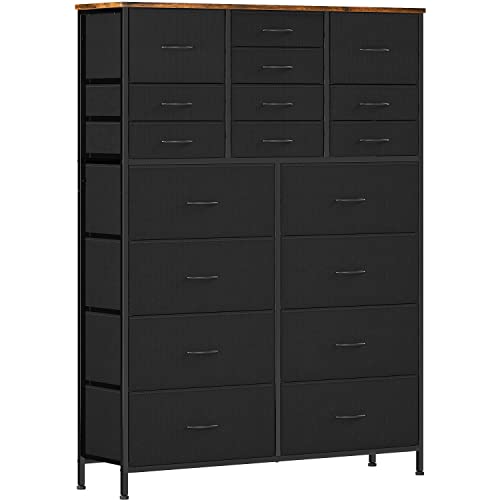 Vasicar Dresser For Bedroom With 18 Drawers, Tall Fabric Storage Dresser, Chest Of Drawers For Closet, Nursery, Bedside, Living Room, Laundry, Entryway, Hallway (Black) #TOP20