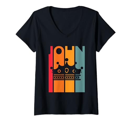 John - Idea regalo per ragazzi e uomini, stile retrò, nome vintage, John Maglietta con Collo a V