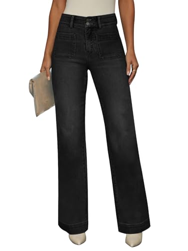 KUNMI Jeans for Women Wide Leg Baggy High Waist Boyfriends Straight Leg Stretchy Denim Pants Trendy Fall 2025