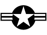 Black & White USAF Roundel Shaped Sticker (US Air Force Logo Insignia Jet Plane Vinyl Star Bar (3 x 5 inch) USAF Licensed