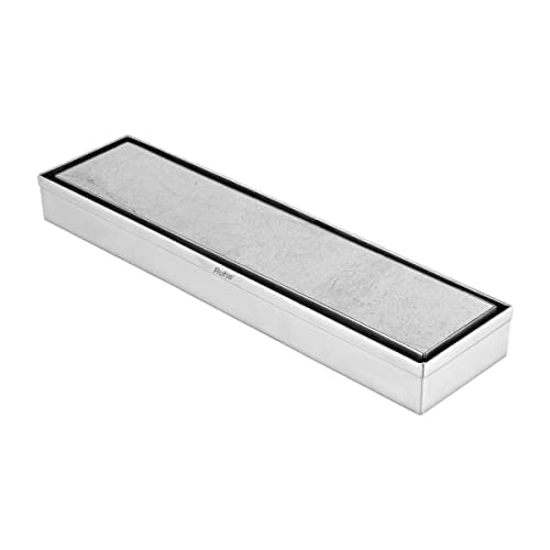 RuheTile Insert Shower Drain Channel | 18 x 3 Inches | Waste Water Floor Drainer | 304 Stainless Steel | Invisible Shower Drain Channel | Drain Channel | Anti Cockroach Trap | Side Hole Type |Silver