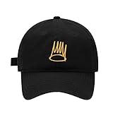 Mens Baseball Caps Embroidered J Cole Crown Adjustable Washed Cotton Dad Hat (Black,7 1/2)