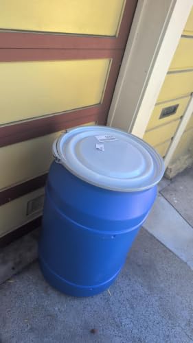 Image of 55-Gallon Open Head Water Storage Barrel, BPA Free, Emergency Water Supply - Eco Friendly - Lever-Lock Lid - Made in USA (Blue)