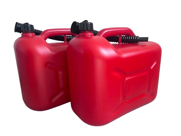 pokm toolsmarket - 2X Benzinkanister 20 Liter, SET Kunststoff Kraftstoffkanister für Benzin und Diesel mit Hahn, Reservekanister mit UN-Zulassung - Rot/Schwarz