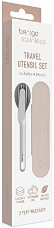 Bentgo® Stainless Travel Utensil Set - Reusable 3-Piece Silverware Set with Carrying Case, High-Grade Premium Steel, BPA-Free Case, Eco-Friendly - Ideal for Travel, Camping, and Office Use (Sand)