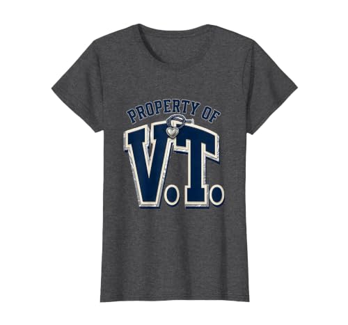 Property Of V.T. I Heart Initials Fan Tribute Sentiment T-Shirt, Women, Dark Heather Grey, Small