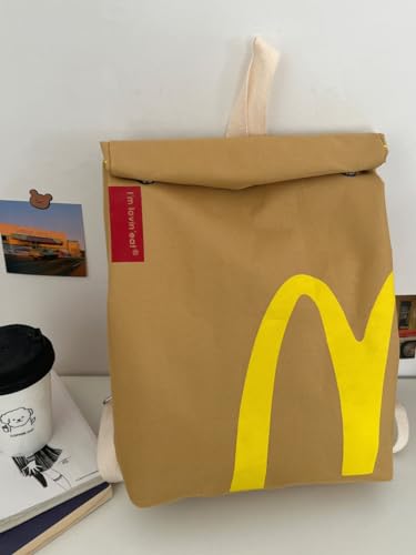 JBIUVBTY Classic Funny Retro Paper Bag Large Capacity Backpack Cute Personalized Shoulder Crossbody Canvas Backpack Notebook