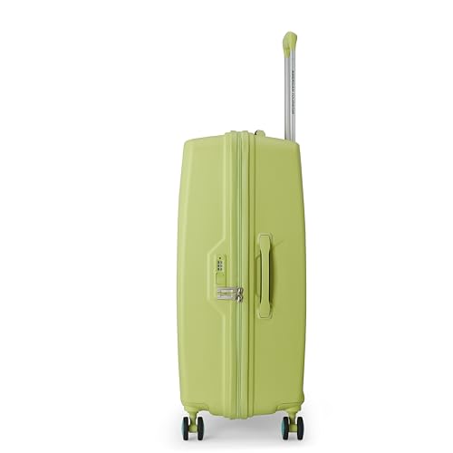 Image of American Tourister Qubiz | Check-in Trolley Bag (68 cm) | 360 8 Wheel Travel Luggage | Hard Case Polypropylene Suitcase | Recessed Combination Lock | Lime /Turquoise