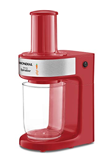 Cortador Electric Spiralizer, 3 lâminas exclusivas em aço inox, 220V, Vermelho, Mondial - CS-02