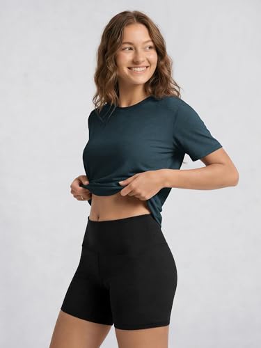 Image of ODODOS Women's Performance Cropped Tee Ultra Soft odSTRATUM Tech Short Sleeve Relaxed Top Crew Neck T-Shirts