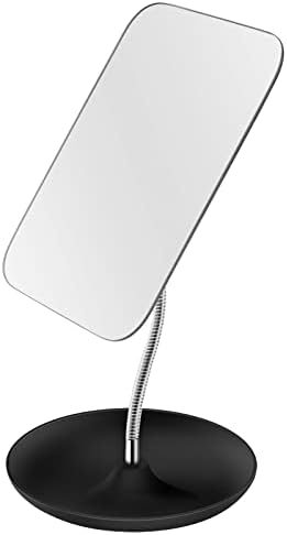 LFOYOU Table Vanity Mirror with Stand - Makeup Mirror for Desk - Adjustable Flexible Gooseneck, 360°Rotation Folding Portable Bathroom Shaving Cosmetic Mirror Square