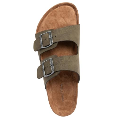 Image of Nautica Men's Sandals - Casual Slides with 2 Adjustable Buckle Straps and Cork Footbed for Ultimate Comfort and Style (Regular /Wide Width, Big Size)
