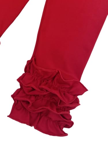 Bow Dream 2 Pack Girls Leggings with Ruffles Toddler Kids Stretchy Tights Pants Green Red Heart4