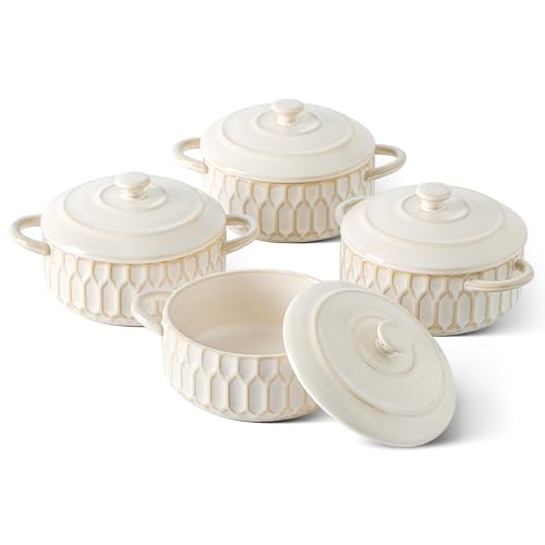 ArteBake Mini Cocotte Set-14 OZ Small Casserole Dishes with Lids and Handles, Individual Ceramic...