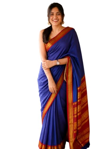 Image of South Cotton Gadwal Saree for Women | Celebrity Inspired Traditional Ethnic Wear | Chettinad & Kalyani Cotton Sarees | Soft Cotton Saree with Blouse Piece