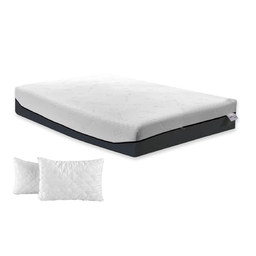 Matratze mit 330 Taschenfedern, Memory-Schaum, 7 Massagezonen, genoppt, mit Kissen