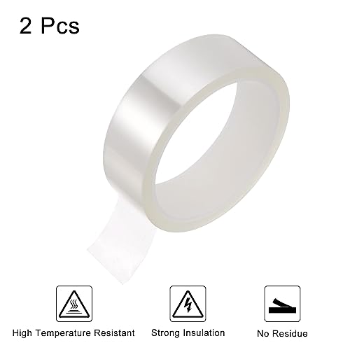 Image of HARFINGTON 2 Rolls Heat Tape High Temperature Heat Resistant Tape 30mmx33m(108ft) Sublimation Thermal Heat Transfer Tape for Sublimation Press No Residue, Clear