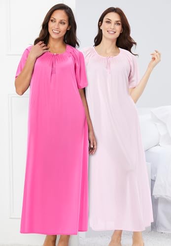 Only Necessities Plus Size 2-Pack Long Silky Gown4