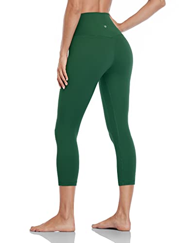 Heynuts Formerly Hawthorn Athletic High Waisted Yoga Capris Leggings For Women, Buttery Soft Workout Cropped Pants Compression 3/4 Leggings 21'' Everglade Green M(8/10) #TOP12