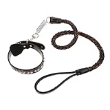 Toyvian Verstellbare Leder hundeleine und Halsband für Mittelgroße und Große Hunde Langlebige Entfluchtsichere Zugleine aus Hochwertigem Rindsleder Einhändig Bedienbar Komfortabel