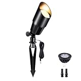 Varmtalys Low Voltage Spotlight, Black LED Landscape Lighting, Outdoor 12V Waterproof Aluminum Uplight for Tree Yard Garden with 5W MR16 Bulb 2700K