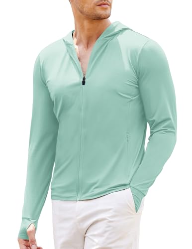 COOFANDY Full-Zip Men's Lightweight Hoodie UPF 50 - Breathable Sun Protection Jacket with Pockets for Golf, Fishing, Hiking