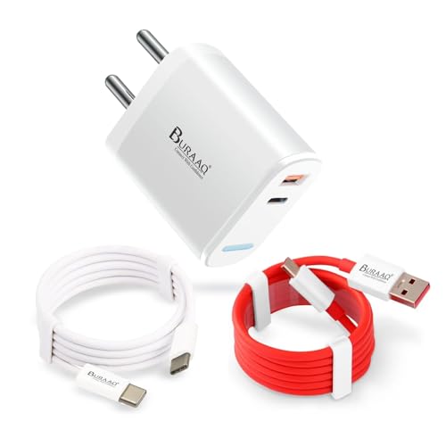 Image of Dual Port Fast Charger|USB 65W & Type C 25W PD |Compatible with iPhones, Samsung, Oppo, Oneplus, Realme, & Mi Phones|Fast Charger | SUPERVOOC & Ultra Fast Protocols|BIS Certified|