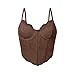 Sinzelimin Women's Sexy Corset Crop Tank Tops Fashion Lace Floral Boned Overbust Bustier Clubwear Bodice Shapewear Top Brown X-Small