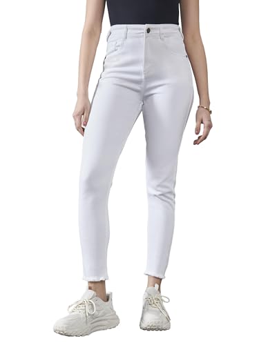 Jean skinny qui galbe la silhouette sans serrer grâce à sa taille haute