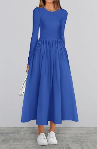 BTFBM Casual Long Sleeve Dresses Spring Dresses 2025 Wedding Guest Dress Midi Dress Flowy Bohemian Long Dress