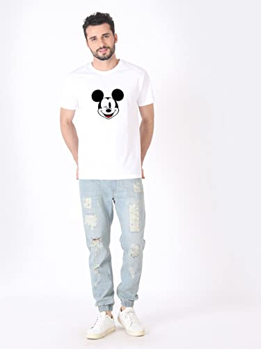 Image of Bewakoof Men's Mickey 100% Cotton T-Shirt - Regular Fit, Round Neck, Half Sleeves