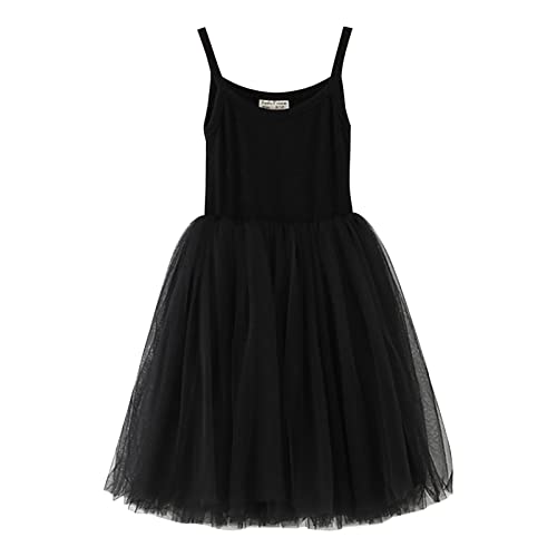 Generisch Vestido de tutú de bebé niño de algodón tutú vestido infantil de tul vestidos de princesa sin mangas, Negro , 4-5 años