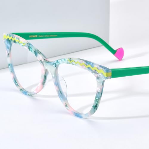 Image of HEPIDEM Multicolor Acetate Glasses Frame Women Cat Eye Eyeglasses Men Optical Spectacles 9291