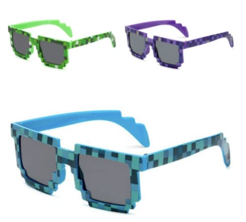 Image of DC DECORIO Thug Life Sunglasses Pixel Gangster Gangsta Life Funny Novelty Shades With Box Packing (BIG-5 COLORS)