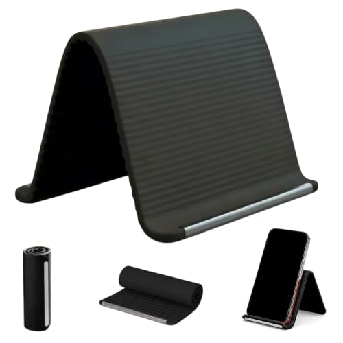 Support Téléphone Portable Pliable en Silicone, Support Flexible Aluminium Silicone, Repose Téléphone Léger en Silicon, Support Pliable en Silicon pour Phone, Réglable, pour Smartphone et Tablette (B)