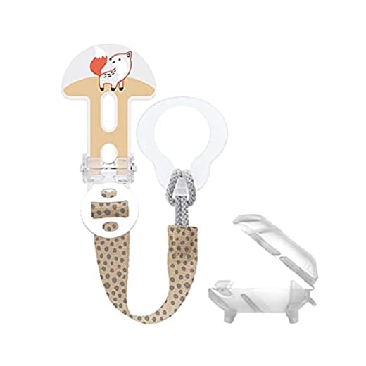 MAM Clip it! Mode & Cover nappband med sugskydd, längdjusterbar napphållare med avtagbar ring, lämplig för nappar, bitringar och leksaker, räv