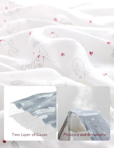 Image of Momcozy Muslin Swaddle Blankets, 4-Pack Breathable and Skin-Friendly Receiving Blankets, Swaddle Blanket Shower Gifts & Baby Registry Essentials, Large 47 inchx47 inch, Creamy Rabbit