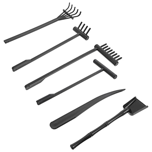 NUOBESTY 6Pcs Zen Garden Rake Set, Mini Black Sand Rakes Zen Garden Accessories Feng Shui Gardening Supplies for Desk Sand Tray, Tabletop Patterns, Office Desk Decor