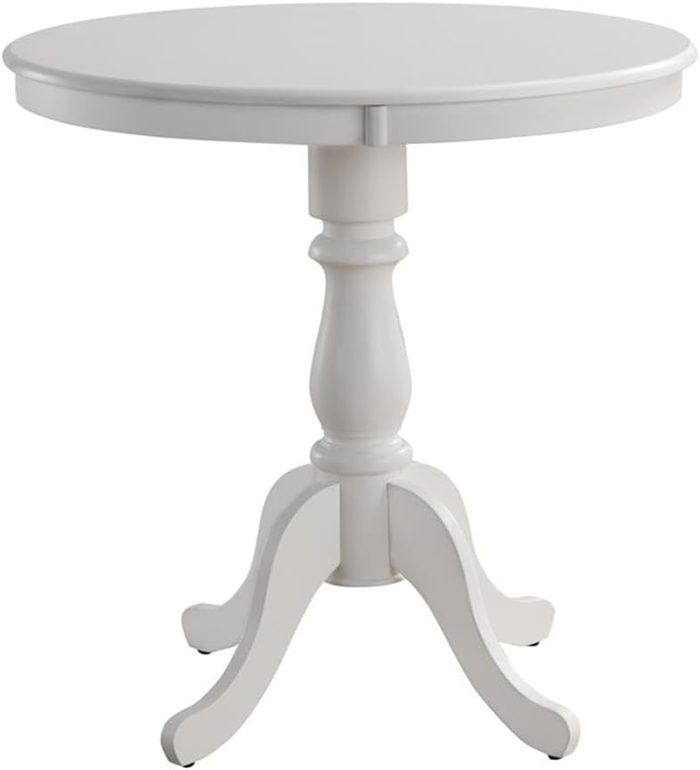 Fairview 36" Round Wood Pedestal Bar Table in White
