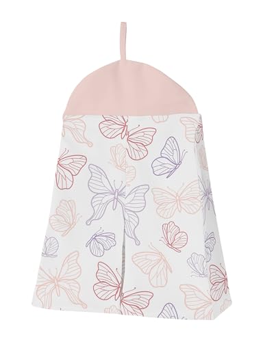 Image of Sweet Jojo Designs Shabby Chic Butterfly Girl Baby Crib Bedding Set Infant Nursery Room Blanket Fitted Sheet Skirt Diaper Stacker 4p Blush Pink Lavender Purple White Pastel Lilac Watercolor Pattern