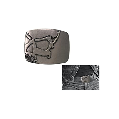 La Mejor Selección de Hebillas de cinturón para Hombre los 10 mejores. 49 NCERYE - Hebilla de Cinturón de Vaquero Occidental para Hombres, Rodeo, Cráneo, 65mm x 80mm