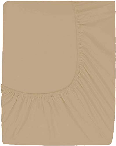 Image of Sweet Dream's 750 Collection Egyptian Cotton Fitted Bedsheet 4 to 12 Inch Matress 15 inch Drop Extra King Size Bed (78x84) Inches (6.5 by 7) Feet + 2 Pillow Covers (18x28), Beige