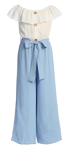 Image of iGirlDress Girls Wide Leg Off Shoulder Elegant High Waist Rompers Palazzo Pants Trousers Jumpsuits USA 4-14
