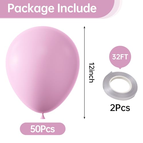 Image of KALOR 12 Inch Light Pink Balloons, 50 Pcs Latex Helium Balloons for Kid's Birthday Party, Baby Shower, Wedding, Graduate Party Decorations
