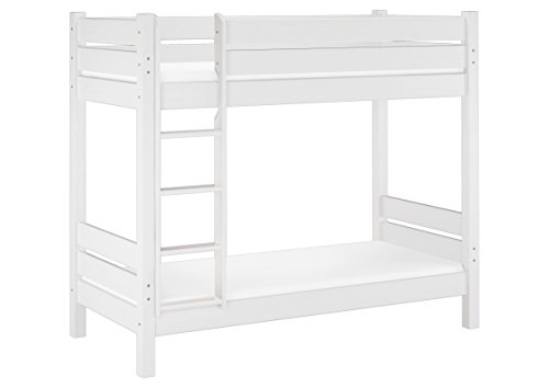 Erst-Holz®Etagenbett für Erwachsene weiß 90x200 cm, Nische 100 cm, mit 2...