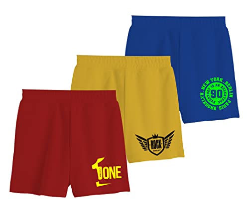 Image of minicult Cotton Shorts in All Over Print for Boys and Girls(Pack of 5)(Blue)(Mix Prints)