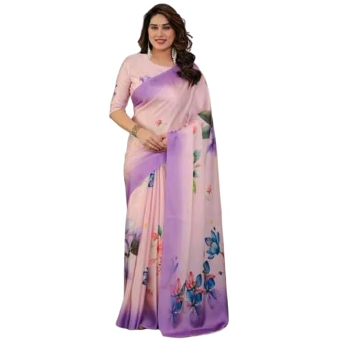 fabricsout Women’s Sky Blue Floral Printed Saree with Designer Blouse | Lightweight Elegant Ethnic Wear | Soft Flowing Fabric Saree for Party, Festive & Casual Wear-picture-55