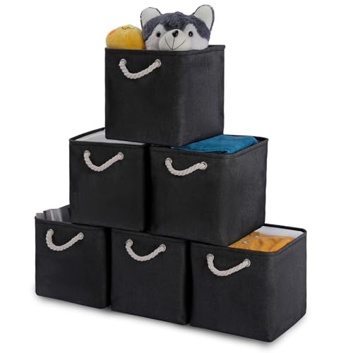 Oterri 6 Pack Cube Storage Bins, Foldable Storage Cubes, 11x11 Inch Fabric Cubes Storage Basket, Decorative Storage Basket for Home, Shelves, Nursery