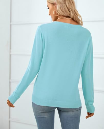 Image of QUALFORT Women's 100% Cotton Sweater, Basic Lightweight Long Sleeve Pullover
