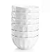 Sweese 106.001 Porcelain Fluted Bowl Set - 26 Ounce for Cereal, Salad and Soup - Set of 6, White